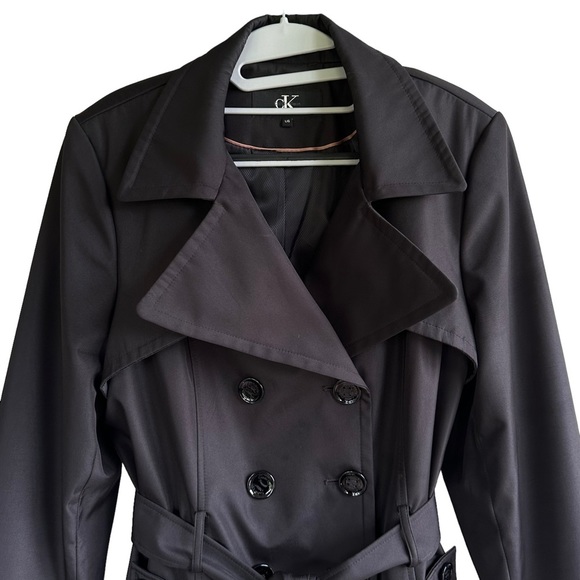 Calvin Klein Black Trench Jacket Coat Fall Quiet Luxury Minimalist - Picture 7 of 13